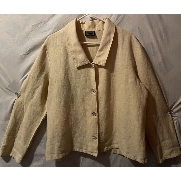 TWO STAR DOG U.S. made Natural Hemp Fibers Butter Yellow 90's Tunic/Shacket XL - Picture 1 of 7
